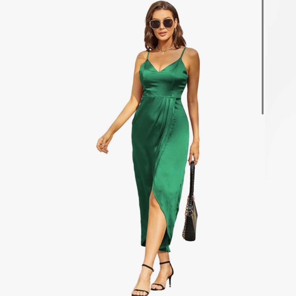 Emerald Green Satin Tulip Dress Large